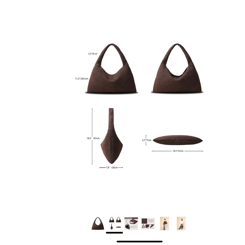 Luxury Faux Suede Woven Hobo Shoulder‎ Bag Chocolate Brown Chic Everyday